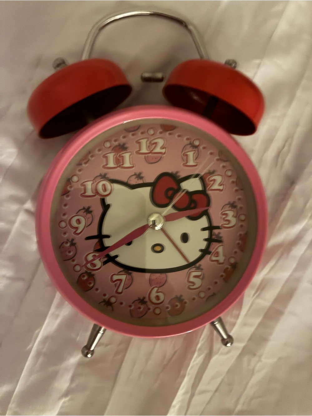Sanrio Hello Kitty Pink and Red Twin Bell Alarm Clock
